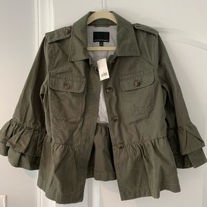 Banana Republic army green ruffle jacket